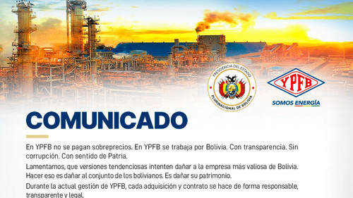 YPFB niega sobreprecios y afirma que no firmó contrato con Trafigura