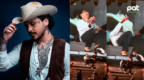 Christian Nodal causa polémica por aparecer borracho y caerse en pleno concierto
