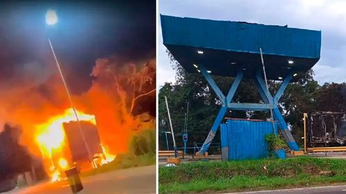 Puesto policial móvil de control de combustible queda reducido a cenizas tras ataque en San Carlos