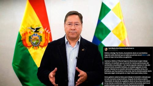 Luis Arce felicita a Rodrigo Paz y destaca la “vocación democrática del pueblo boliviano”