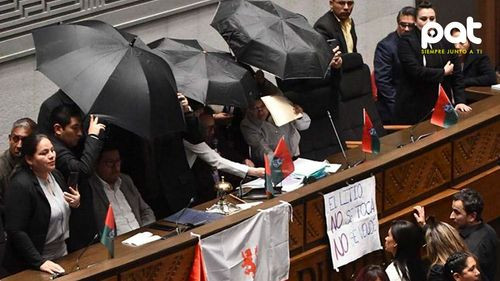 Paraguas en la testera: diputados protagonizan sesión caótica por contrato de litio con empresa China