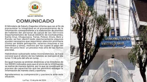 Salud anuncia pago de salarios tras advertencia de paro médico nacional